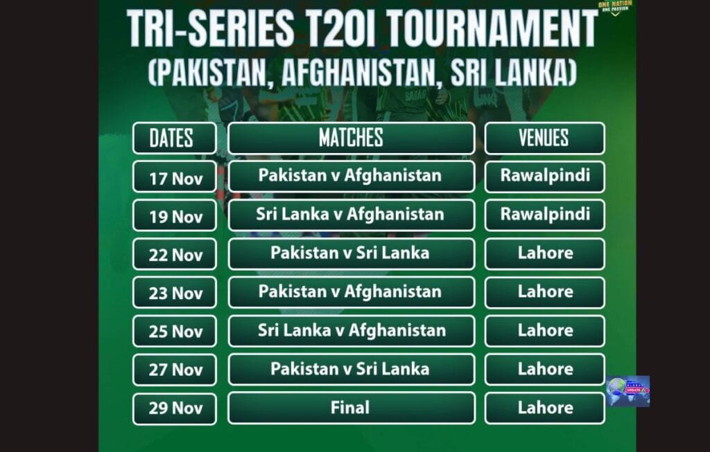 Pakistan Cricket Team schedule tri series t20I 2025